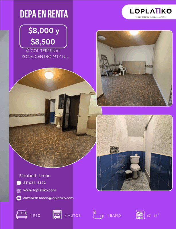 RENTA DE DEPARTAMENTO EN PLANTA BAJA COL. TERMINAL ZONA CENTRO N.L.