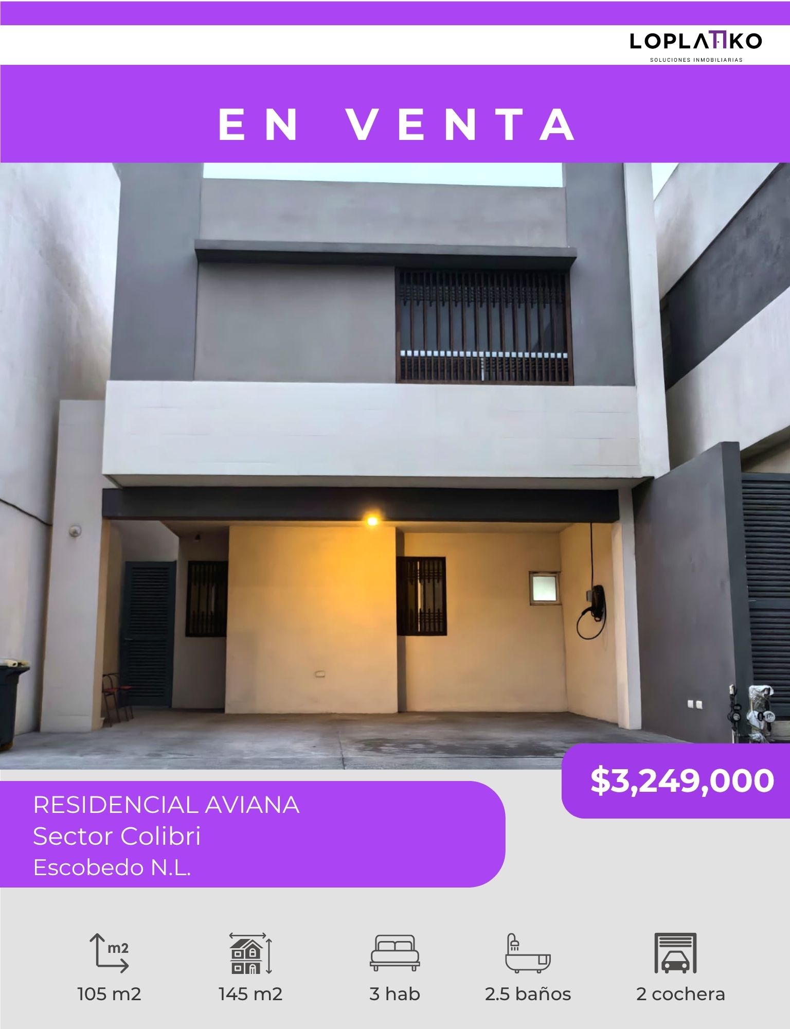 CASA EN VENTA PRIVADA RESIDENCIAL AVIANA, SECTOR COLIBRI ESCOBEDO N.L.