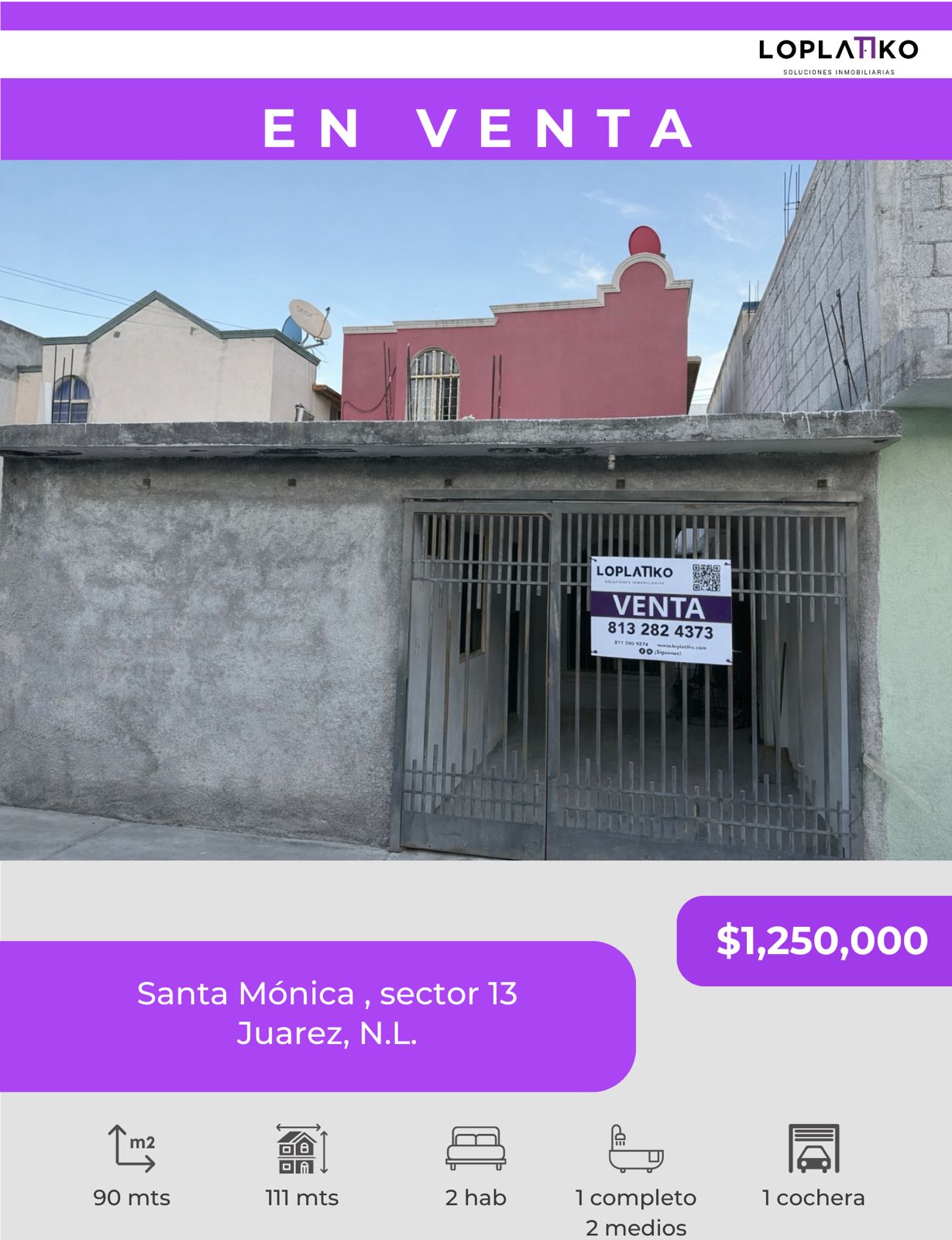 CASA EN VENTA  Santa Mónica sector 13, Juárez N.L