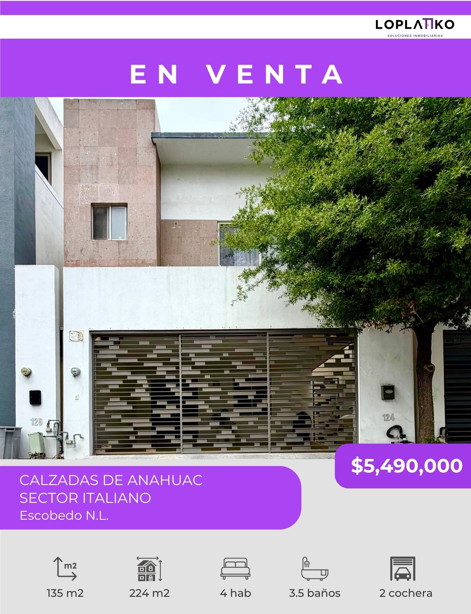 CASA EN VENTA  CALZADAS DE ANAHUAC, SECTOR ITALIANO  ESCOBEDO N.L.