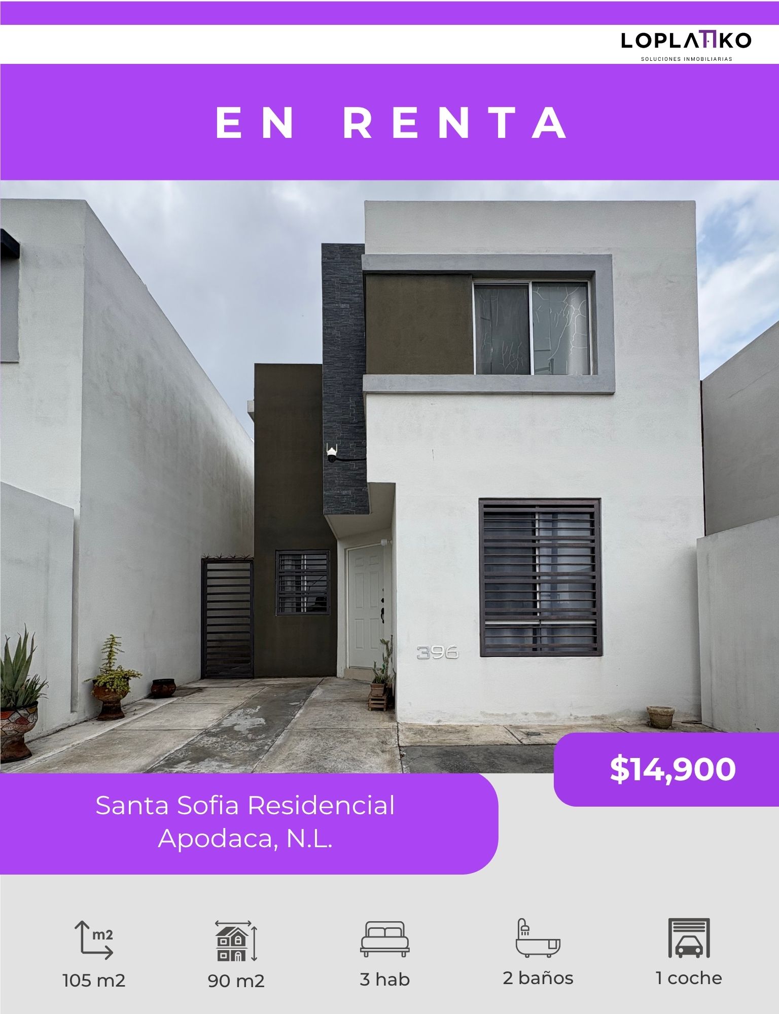 CASA EN RENTA SANTA SOFIA RESIDENCIAL, APODACA, N.L.